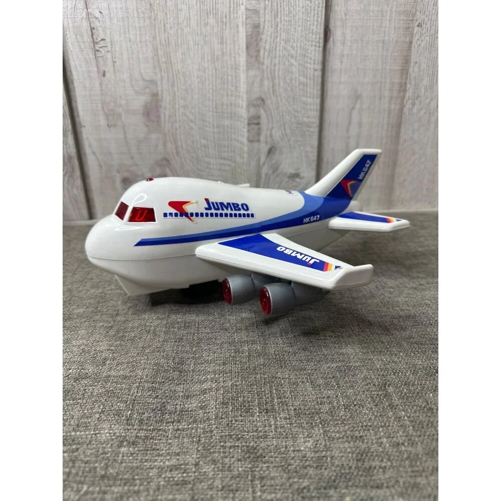 Vintage Sonic Jumbo Jet Toy Airplane With Lights & Sounds HK 627 White Blue - Picture 4 of 9